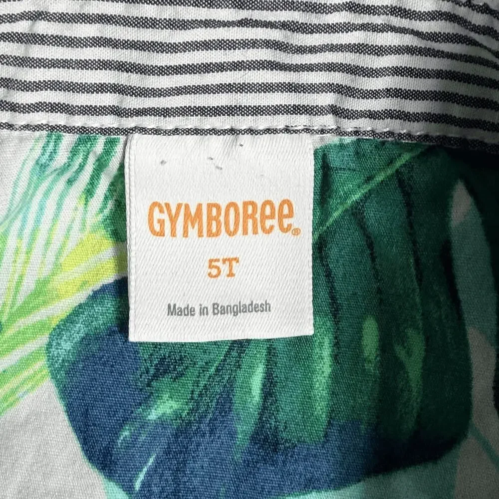 Gymboree Boys Short Sleeve Shirt 5T‎ Tropical Leaf Print Multicolor